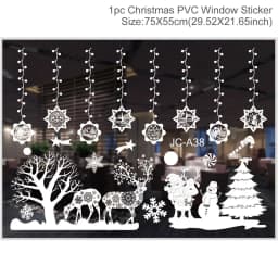Christmas Window Sticker Merry Christmas Decorations For Home 2024 Cristmas Ornament Xmas Navidad Natal Gifts New Year 2025
