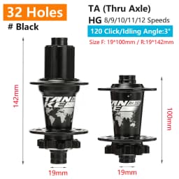 TANKE 120 Click Hub 6 Bearing MTB Mountain Bike Hub Front Rear Thru HG 28 32 36 Holes Disc Brake Bicycle Hubs 8 9 10 11 12 Speed