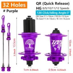 TANKE 120 Click Hub 6 Bearing MTB Mountain Bike Hub Front Rear Thru HG 28 32 36 Holes Disc Brake Bicycle Hubs 8 9 10 11 12 Speed