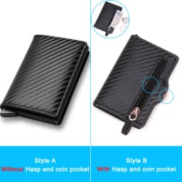 Carbon Fiber Slim Aluminum Men Wallet ID Credit Card Holder Mini RFID Wallet Automatic Pop up Bank Card Case Black Vallet 2023