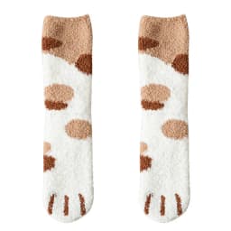 Plush Winter Funny Cute Style Animal Cat Paw Cartoon Pattern Women Cotton Socks Super Soft For Female House Sleeping Floor Sox