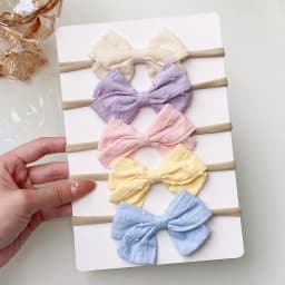 3/4/6Pcs/Set Sweet Colorful Ribbon Bowknot Elastic Headband For Baby Girls Ties Headwear Infant Kid Hair Accessories Diademas