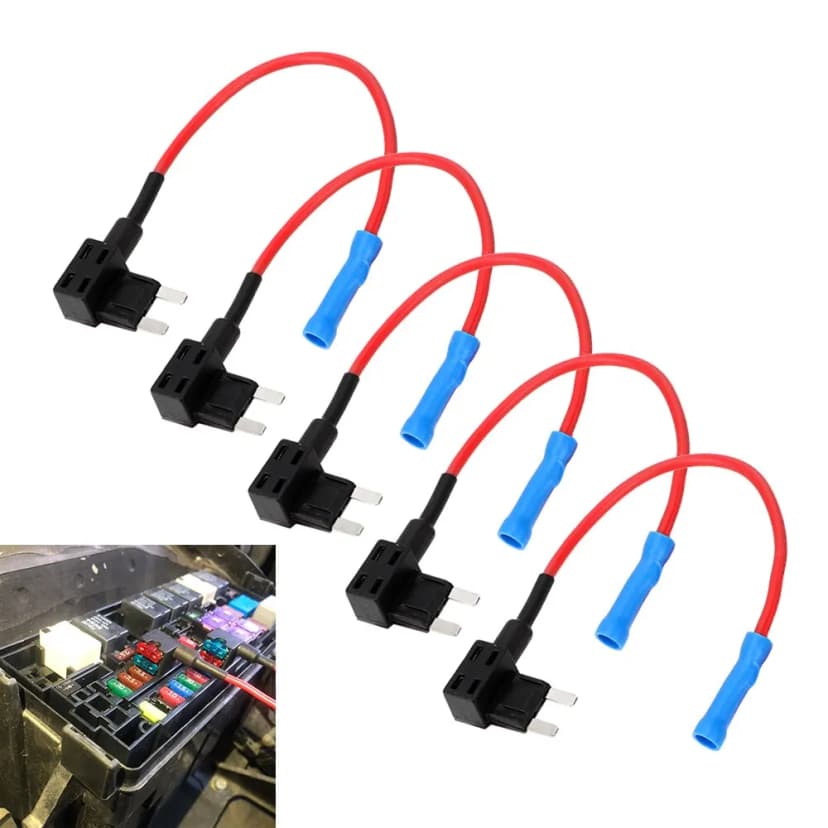 5 Pcs Add-a-Circuit Adapter APM Tap Mini Blade Micro 12V Car Fuse Box Holder Auto Motri Insurance ATM Adapter