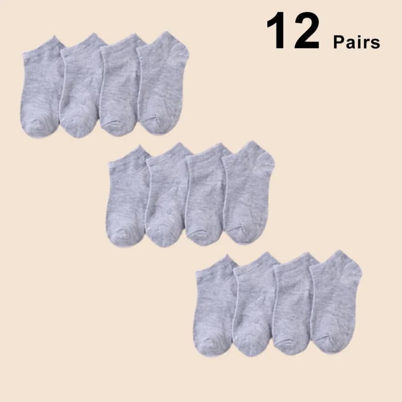 12 Pairs Men's Boat Socks Breathability Sweat Absorption Sports Business Socks Leisure Solid Color Men's Low Tube Floor Socks